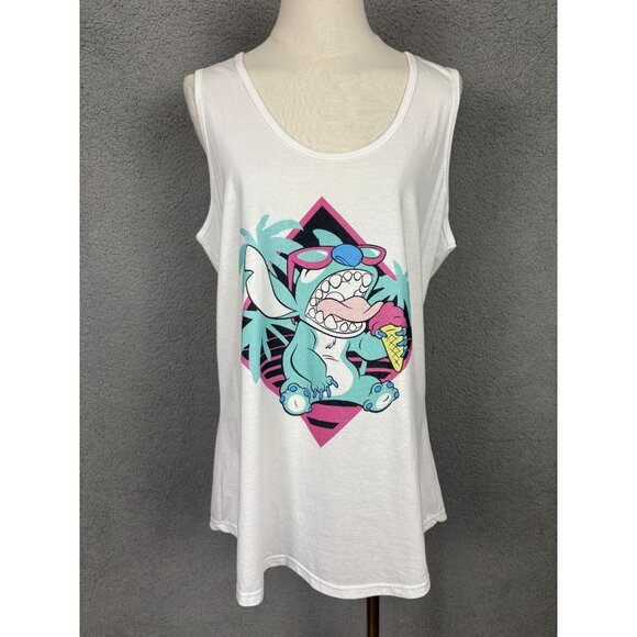 Disney Women's Stitch Graphic Tank Top XL 100% Cotton White New Without Tag's. - Picture 1 of 7